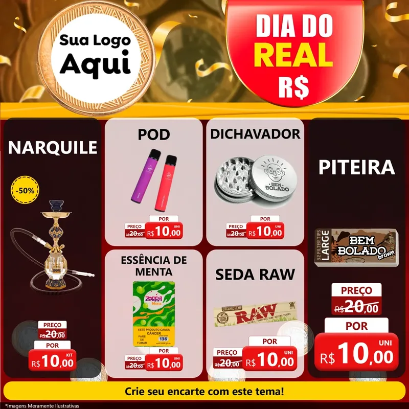 Modelo de Rede Social para Feed Facebook com o tema Dia do Real para Tabacaria