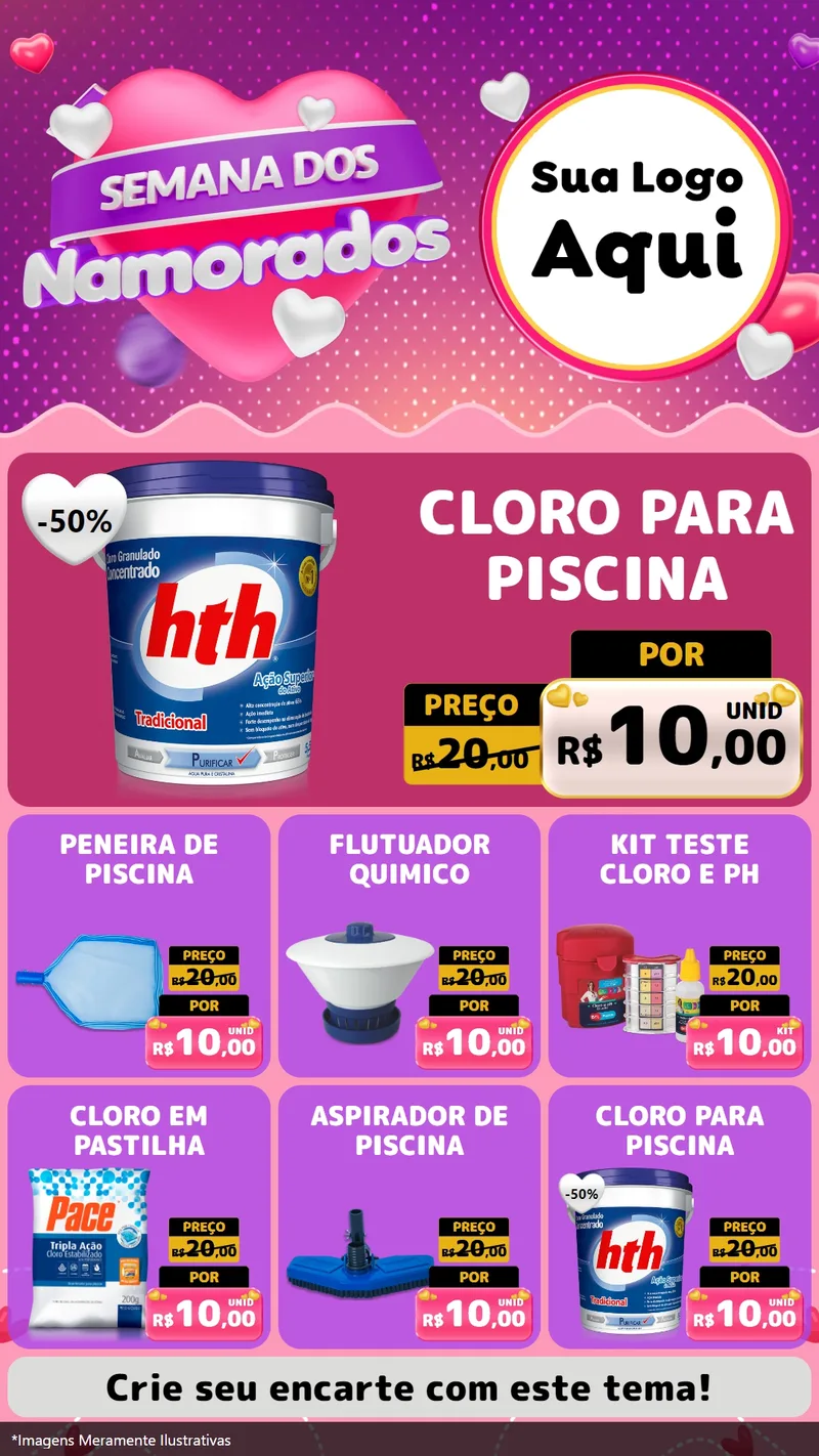 Modelo de Rede Social para Stories com o tema Semana dos Namorados para Produtos para Piscina