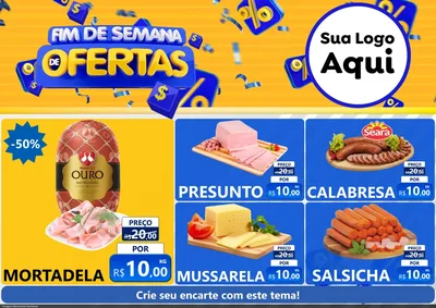 Modelo de Encarte para Encarte A4 Horizontal com o tema Fim de Semana de Ofertas para Frios e Laticínios