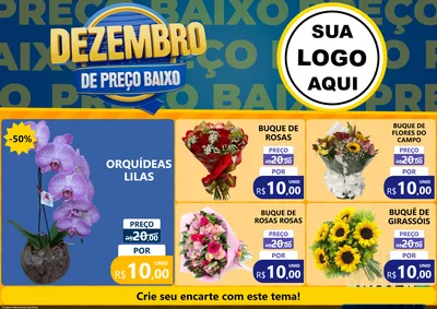 Modelo de Encarte para Encarte A4 Horizontal com o tema Dezembro de Preço Baixo para Floricultura e jardim
