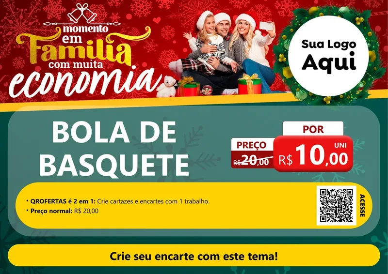 Modelo de Cartaz para Cartaz A4 Horizontal com o tema Momento em Família (Natal) para Artigos Esportivos