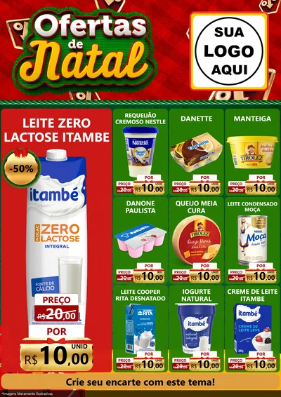 Modelo de Encarte para Encarte A4 Vertical com o tema Ofertas de Natal para Frios e Laticínios