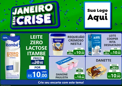Modelo de Encarte para Encarte A4 Horizontal com o tema Janeiro Sem Crise para Frios e Laticínios