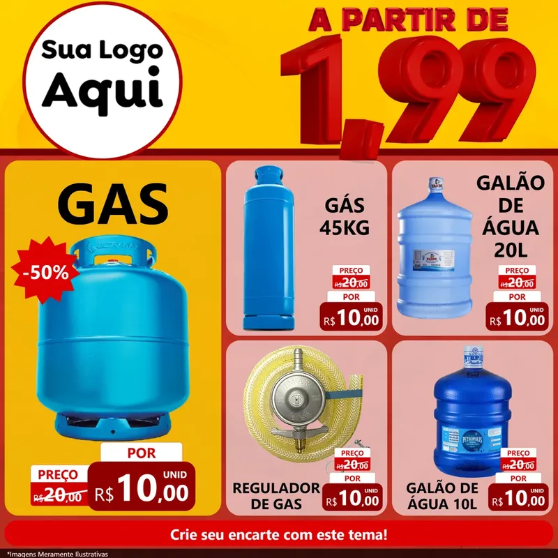 Modelo de Rede Social para Feed Facebook com o tema A Partir de Um e Noventa e Nove - 1,99 para Água e gás
