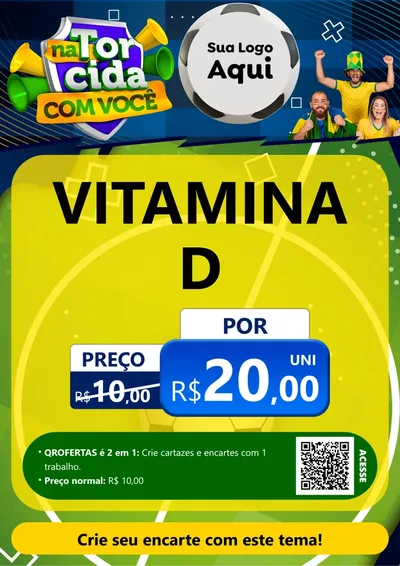 Modelo de Cartaz para Cartaz A4 Vertical com o tema Na Torcida Com Você - Copa para Farmácia