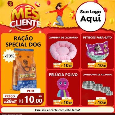 Modelo de Rede Social para Feed Facebook com o tema Mês do Cliente para Pet Shop