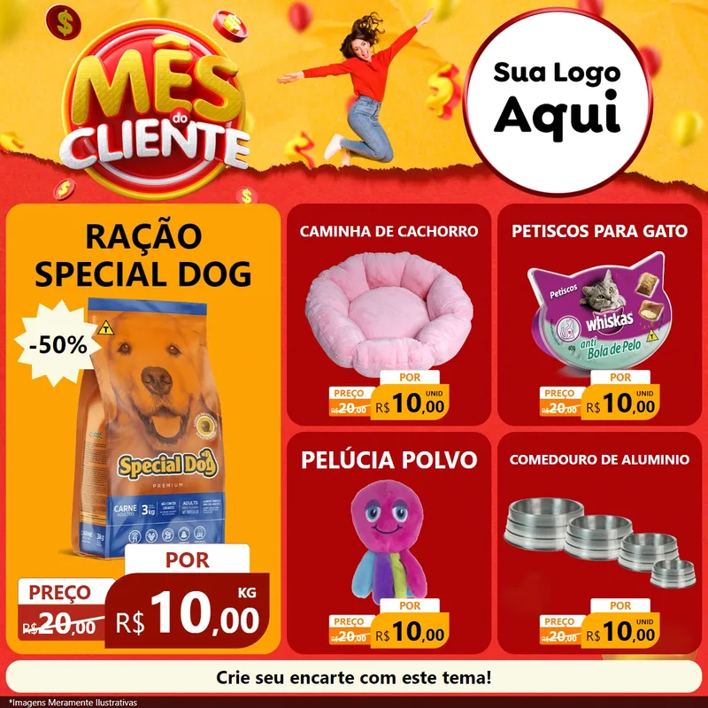 Modelo de Rede Social para Feed Facebook com o tema Mês do Cliente para Pet Shop