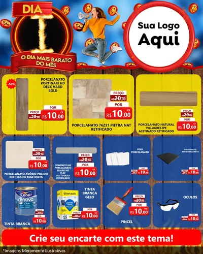 Modelo de Rede Social para Feed Instagram com o tema Dia I - O Dia Mais Barato Do Mês para Pisos e revestimentos