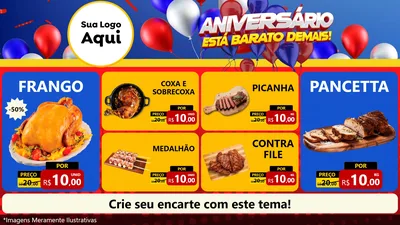 Modelo de TV para TV Horizontal com o tema Aniversário para Assados