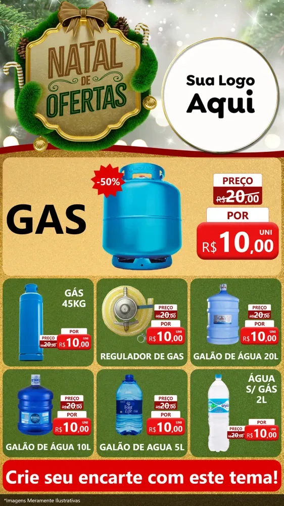 Modelo de Rede Social para Stories com o tema Ofertas de Natal para Água e gás