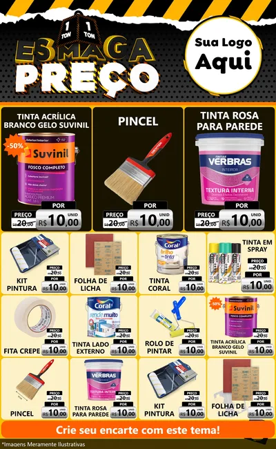 Modelo de Encarte para Encarte Grande com o tema Esmaga Preço para Tintas e Ferramentas