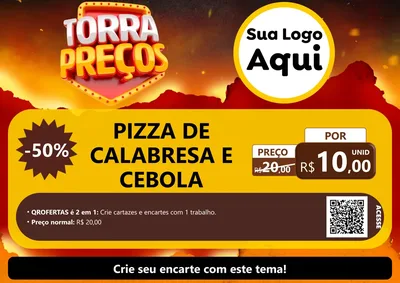 Modelo de Cartaz para Cartaz A4 Horizontal com o tema Torra Preços para Pizzaria