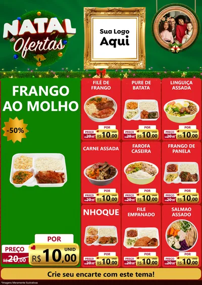 Modelo de Encarte para Encarte A4 Vertical com o tema Natal de Ofertas para Restaurante