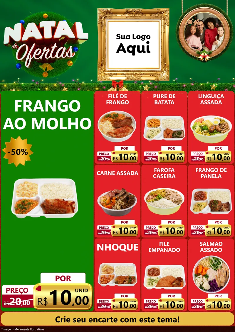 Modelo de Encarte para Encarte A4 Vertical com o tema Natal de Ofertas para Restaurante