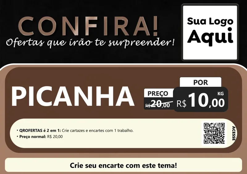 Modelo de Cartaz para Cartaz A4 Horizontal com o tema Confira! Ofertas que irão te surpreender! para Açougue