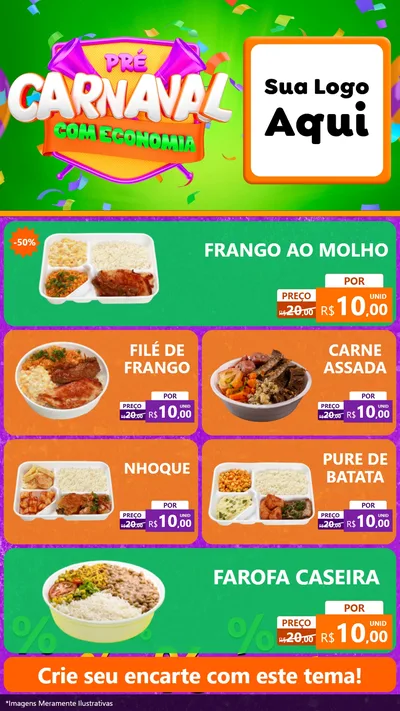 Modelo de TV para TV Vertical com o tema Pré-Carnaval Com Economia para Restaurante