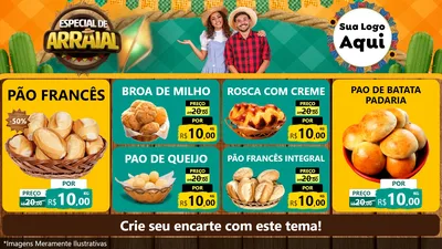 Modelo de TV para TV Horizontal com o tema Especial De Arraial para Padaria