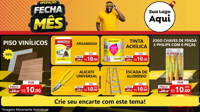 Modelo de TV para TV Horizontal com o tema Operação Fecha Mês para Material para Construção