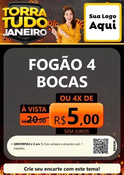 Modelo de Cartaz para Cartaz A4 Vertical com o tema Torra Tudo Janeiro para Móveis e Eletro