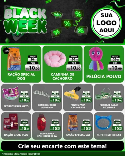 Modelo de Rede Social para Feed Instagram com o tema Black Week para Pet Shop