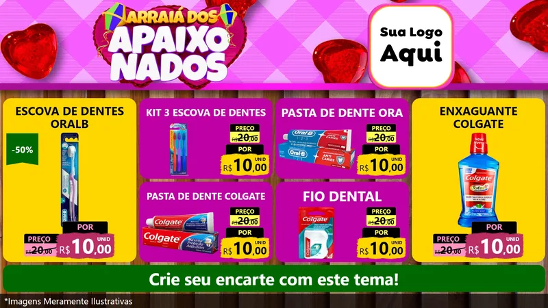 Modelo de TV para TV Horizontal com o tema Arraiá dos Apaixonados para Higiene Pessoal