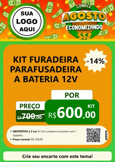 Modelo de Cartaz para Cartaz A4 Vertical com o tema Comece Agosto Economizando para Maquinas e Ferramentas