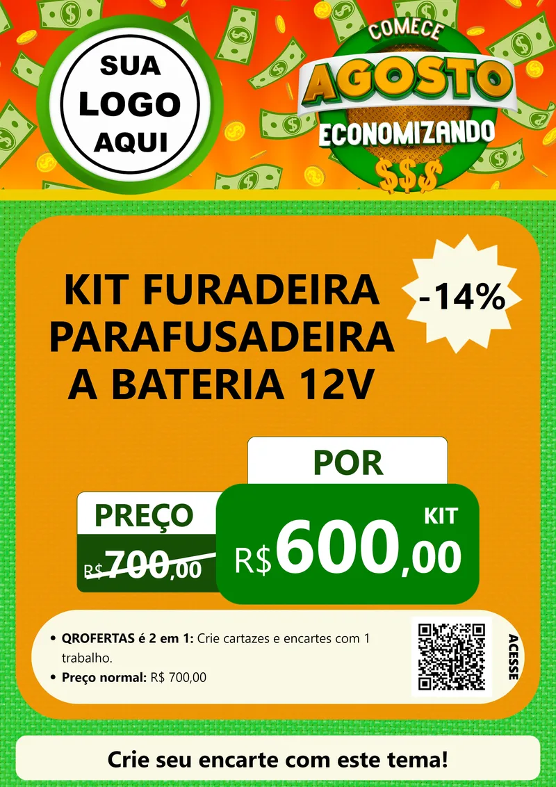 Modelo de Cartaz para Cartaz A4 Vertical com o tema Comece Agosto Economizando para Maquinas e Ferramentas