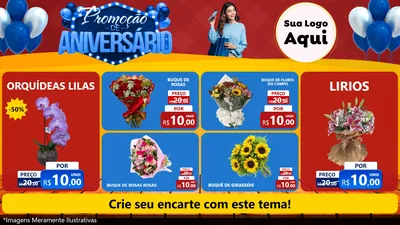 Modelo de TV para TV Horizontal com o tema Promoção de Aniversário para Floricultura e jardim