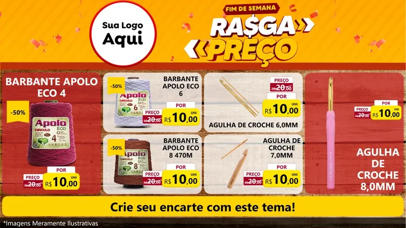 Modelo de TV para TV Horizontal com o tema Fim de Semana Rasga Preços para Armarinho e Aviamentos