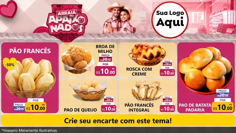 Modelo de TV para TV Horizontal com o tema Arraiá dos Apaixonados - Junina para Padaria