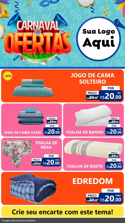 Modelo de TV para TV Vertical com o tema Carnaval de Ofertas para Cama, Mesa e Banho