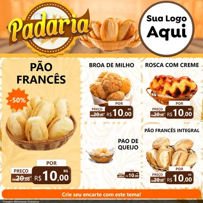 Modelo de Rede Social para Feed Facebook com o tema Padaria para Padaria