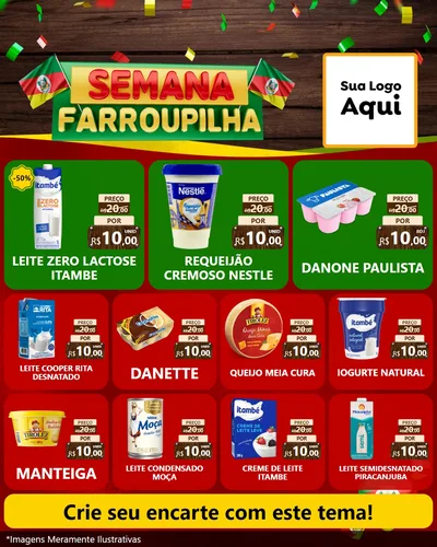 Modelo de Rede Social para Feed Instagram com o tema Semana Farroupilha para Frios e Laticínios