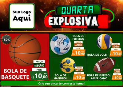 Modelo de Encarte para Encarte A4 Horizontal com o tema Quarta Explosiva para Artigos Esportivos