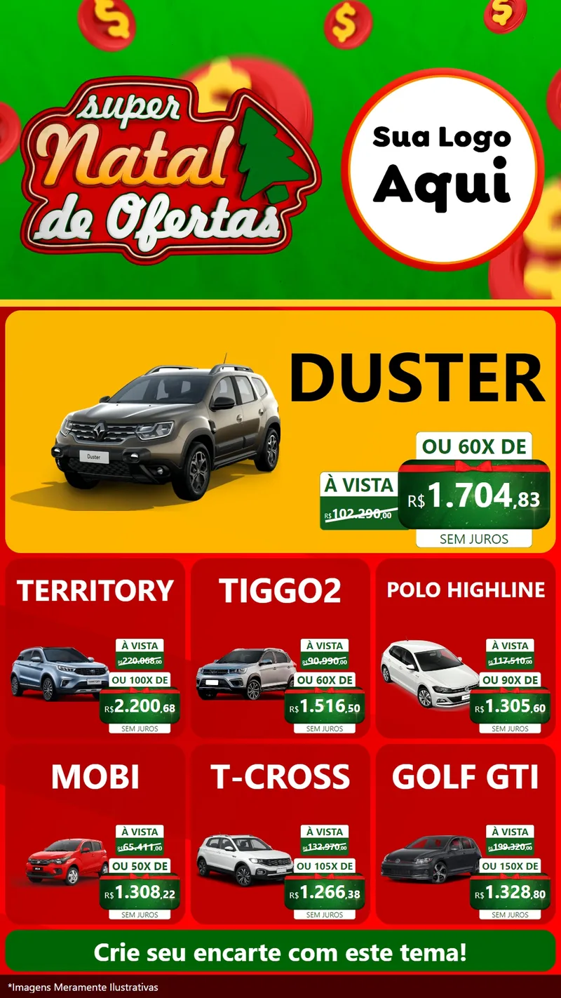 Modelo de Rede Social para Stories com o tema Super Natal de Ofertas para Concessionaria de Carros