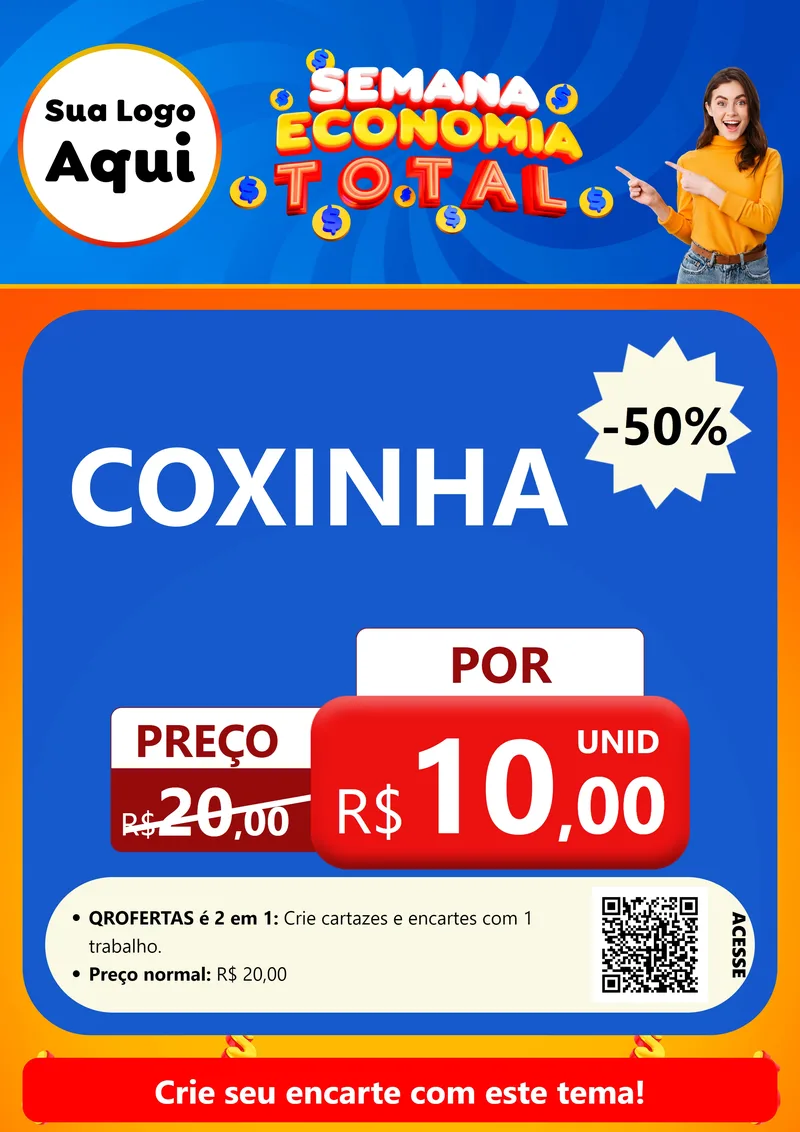 Modelo de Cartaz para Cartaz A4 Vertical com o tema Semana Economia Total para Salgadaria