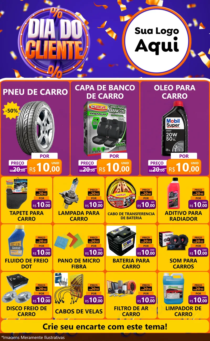 Modelo de Encarte para Encarte Grande com o tema Dia do Cliente para Auto peças