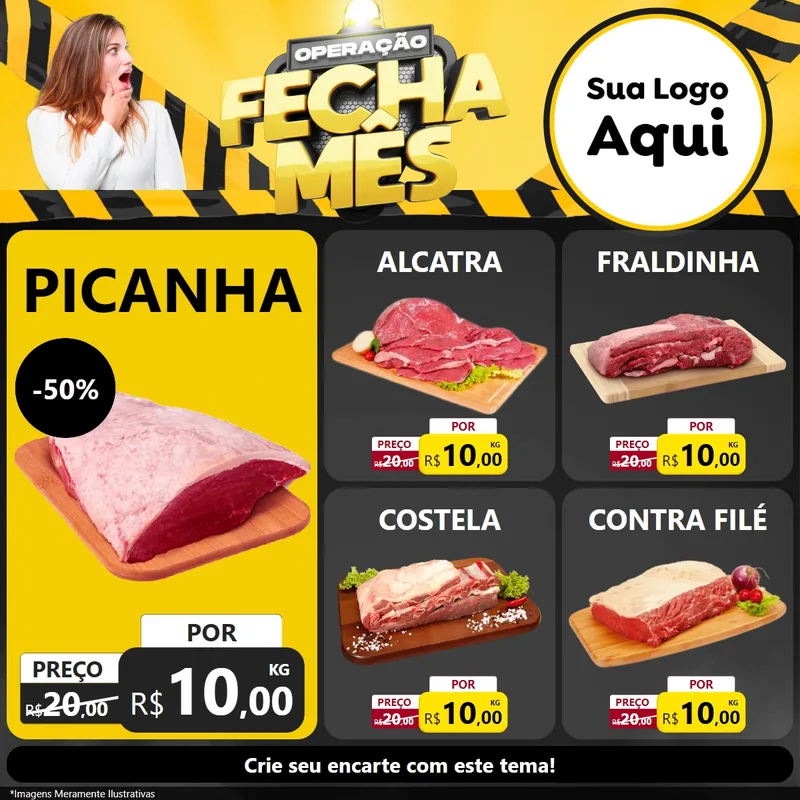 Modelo de Rede Social para Feed Facebook com o tema Operação Fecha Mês para Açougue