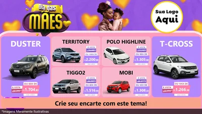 Modelo de TV para TV Horizontal com o tema Dia das Mães para Concessionaria de Carros