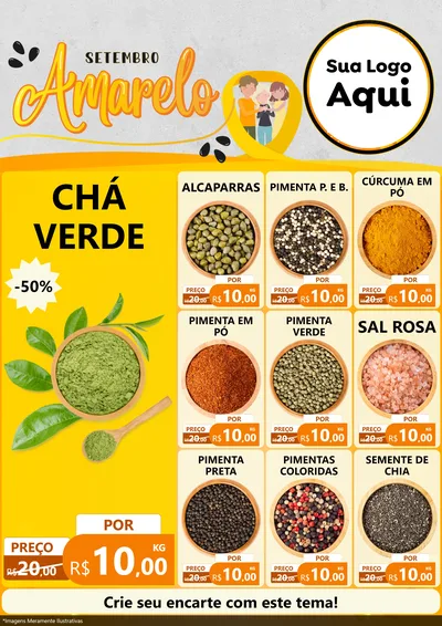Modelo de Encarte para Encarte A4 Vertical com o tema Setembro Amarelo para Produtos Naturais