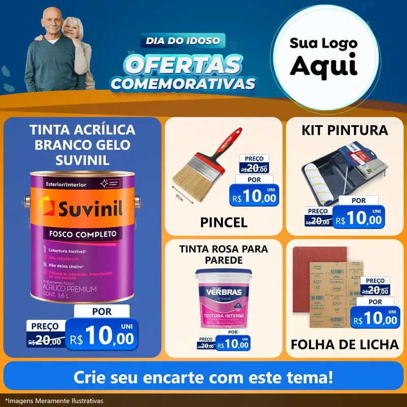 Modelo de Rede Social para Feed Facebook com o tema Dia do Idoso para Tintas e Ferramentas