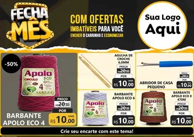 Modelo de Encarte para Encarte A4 Horizontal com o tema Fecha Mês para Armarinho e Aviamentos