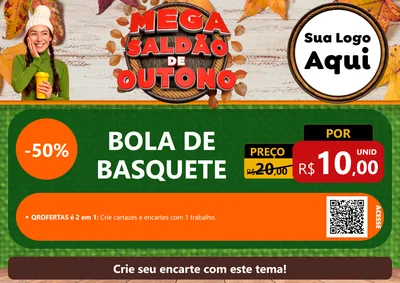 Modelo de Cartaz para Cartaz A4 Horizontal com o tema Mega Saldão de Outono para Artigos Esportivos