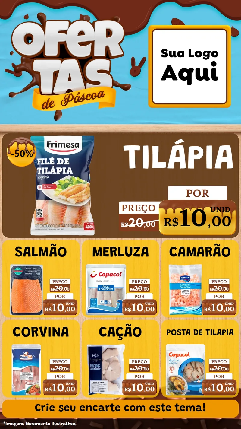 Modelo de Rede Social para Stories com o tema Ofertas de Páscoa para Peixaria