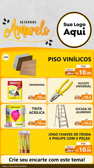 Modelo de TV para TV Vertical com o tema Setembro Amarelo para Material para Construção