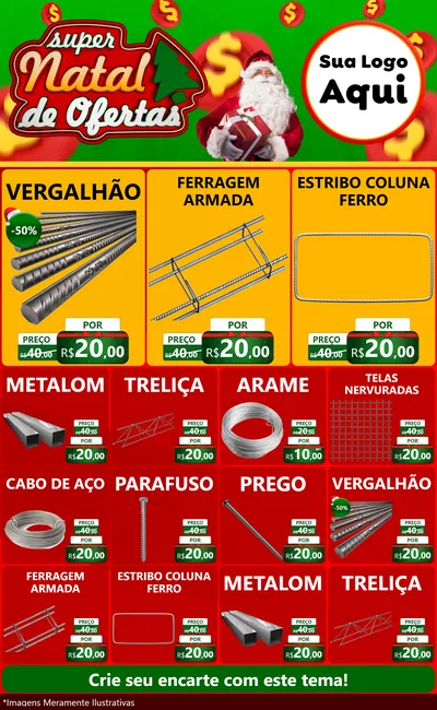 Modelo de Encarte para Encarte Grande com o tema Super Natal de Ofertas para Ferragens