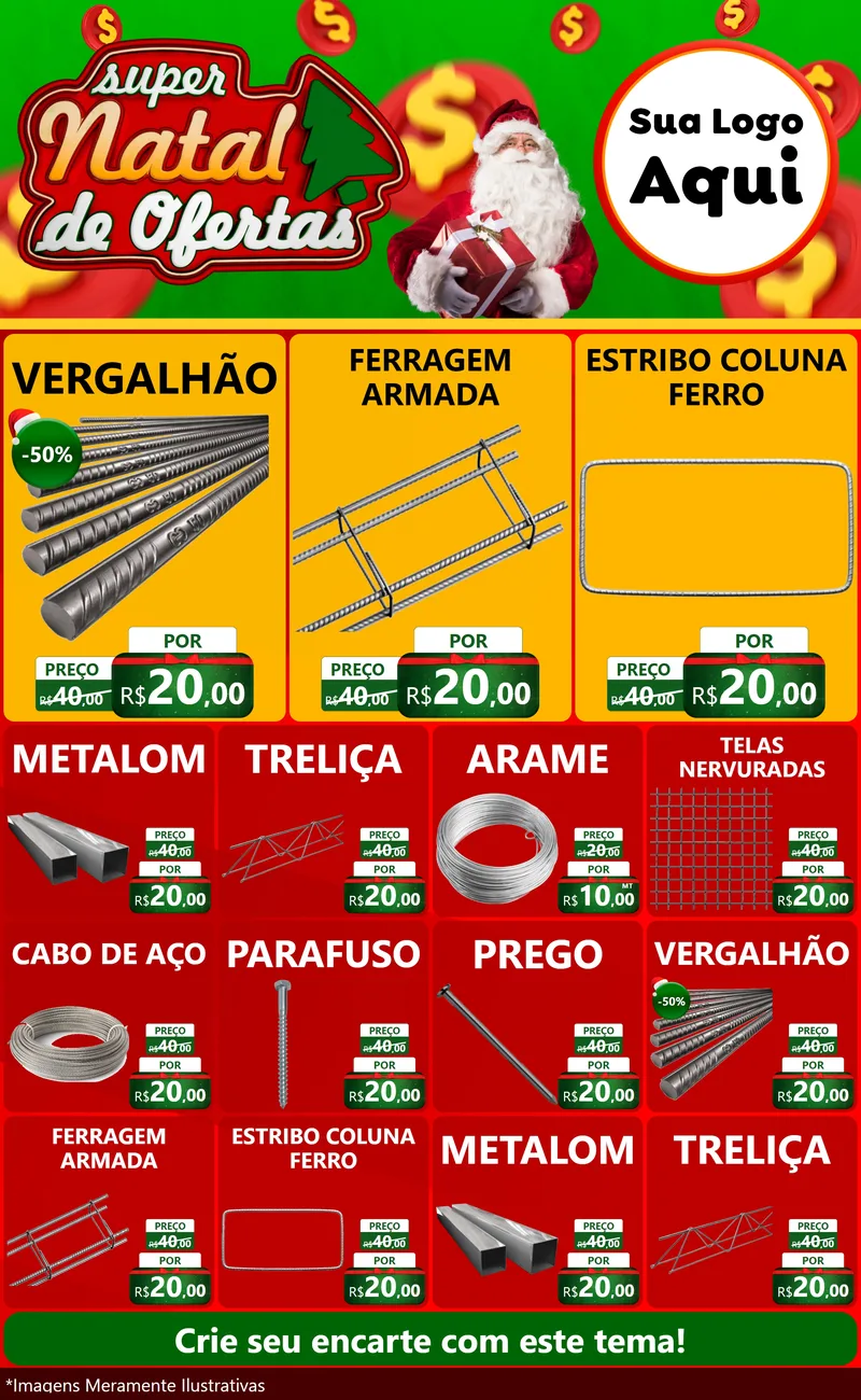 Modelo de Encarte para Encarte Grande com o tema Super Natal de Ofertas para Ferragens