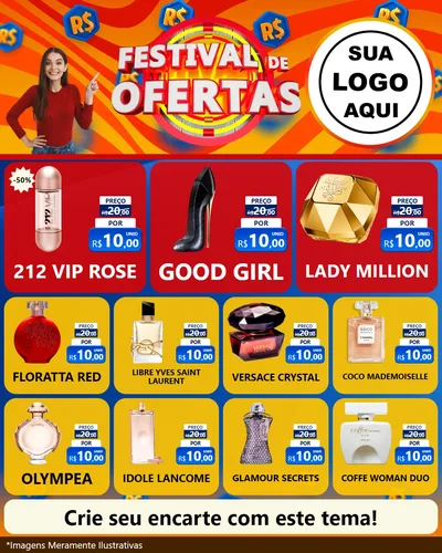 Modelo de Rede Social para Feed Instagram com o tema Festival de Ofertas para Perfumes