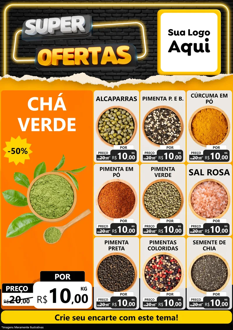 Modelo de Encarte para Encarte A4 Vertical com o tema Super Ofertas para Produtos Naturais
