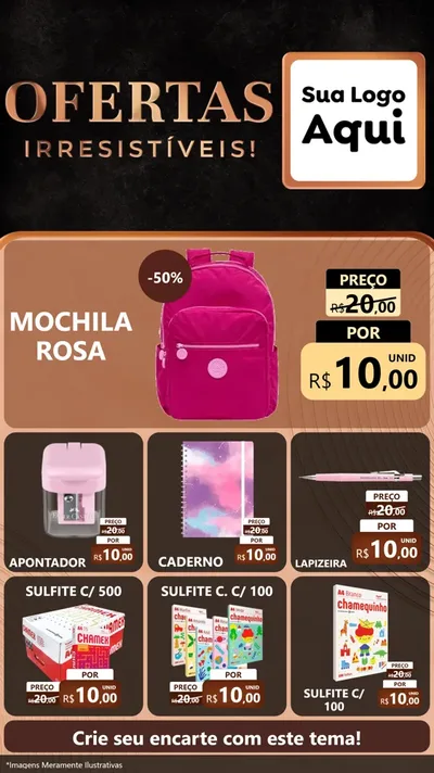 Modelo de Rede Social para Stories com o tema Ofertas Irresistíveis! para Papelaria